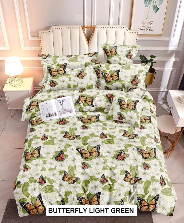 Butterfly Light Green - 100% Premium Canadian Cotton Bedsheet