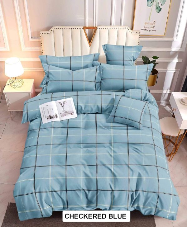 Checkered Blue - 100% Premium Canadian Cotton Bedsheet