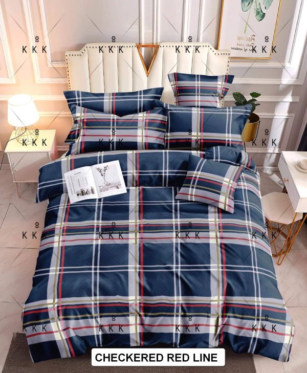 Checkered Red Line - 100% Premium Canadian Cotton Bedsheet