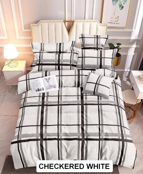 Checkered White - 100% Premium Canadian Cotton Bedsheet