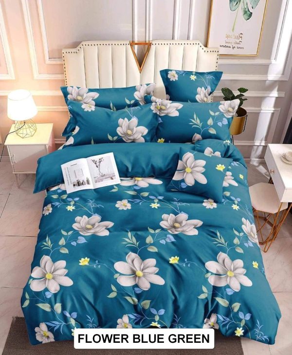 Flower Blue Green - 100% Premium Canadian Cotton Bedsheet