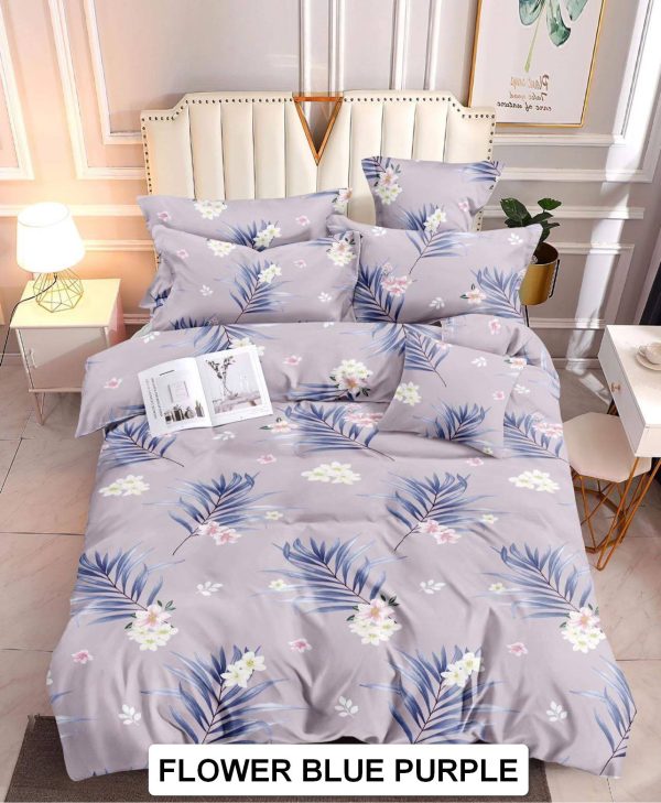 Flower Blue Purple - 100% Premium Canadian Cotton Bedsheet