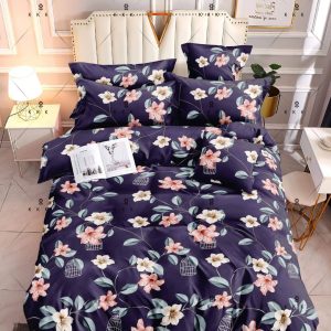 Flower Dark Purple - 100% Premium Canadian Cotton Bedsheet