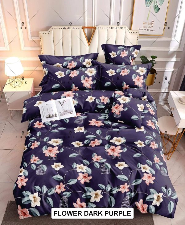 Flower Dark Purple - 100% Premium Canadian Cotton Bedsheet