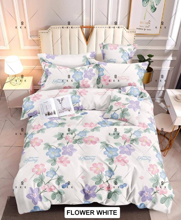 Flower White - 100% Premium Canadian Cotton Bedsheet