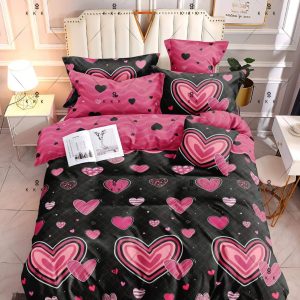 Heart Black Pink - 100% Premium Canadian Cotton Bedsheet