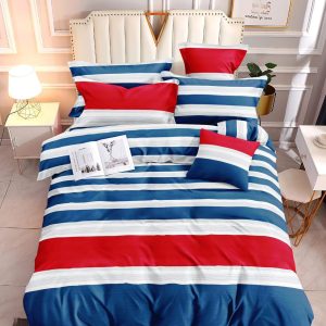 Stripe Blue Red - 100% Premium Canadian Cotton Bedsheet