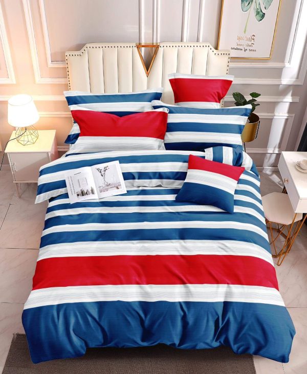 Stripe Blue Red - 100% Premium Canadian Cotton Bedsheet