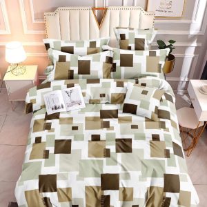 Brown White Square - 100% Premium Canadian Cotton Bedsheet