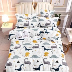 Dino White New - 100% Premium Canadian Cotton Bedsheet