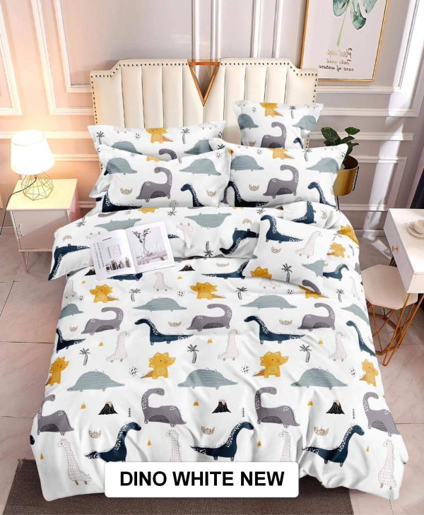 Dino White New - 100% Premium Canadian Cotton Bedsheet