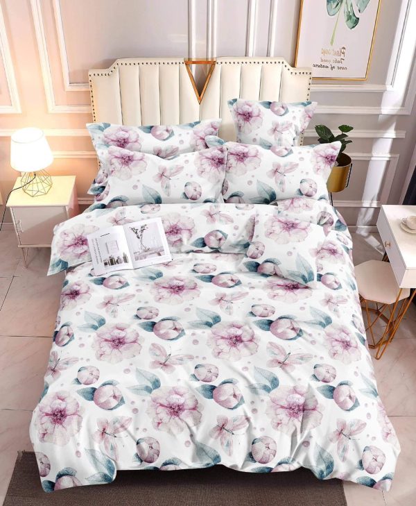 Flower Pink White - 100% Premium Canadian Cotton Bedsheet