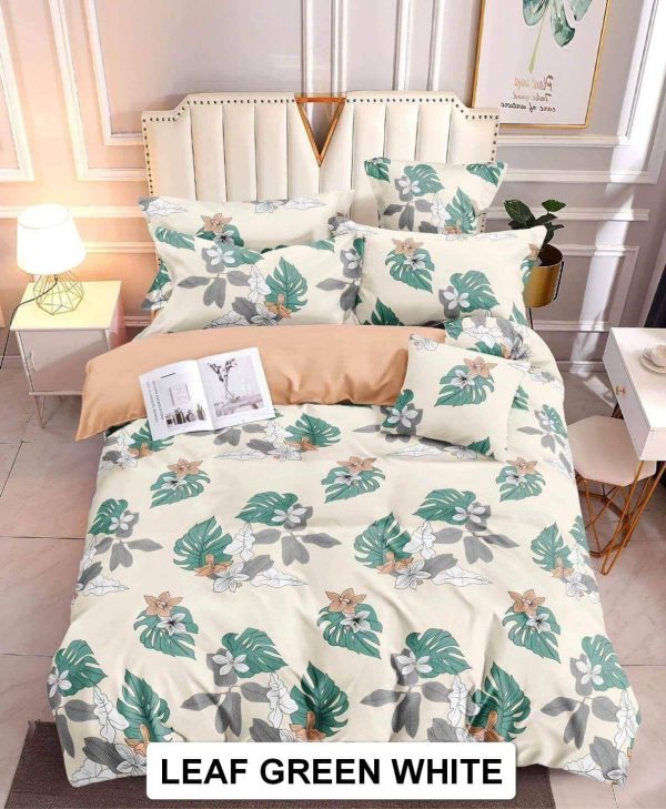 Leaf Green White - 100% Premium Canadian Cotton Bedsheet