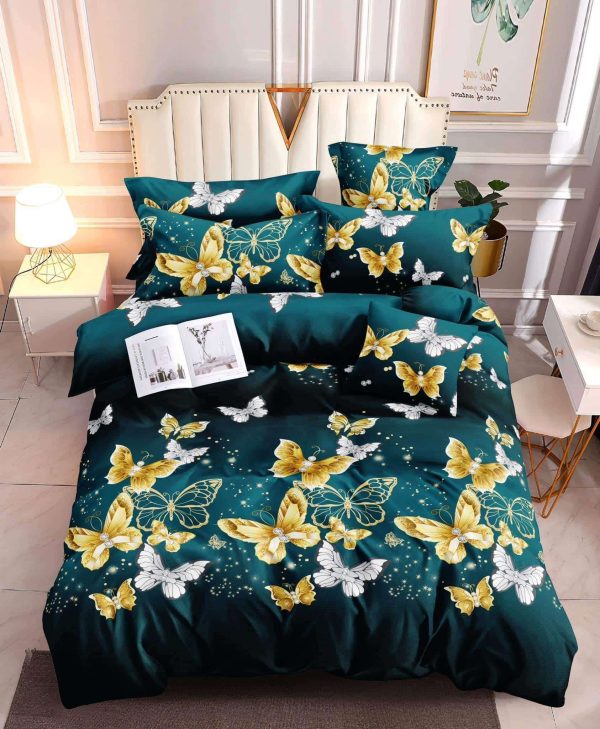 Butterfly Gold Green- 100% Premium Canadian Cotton Bedsheet