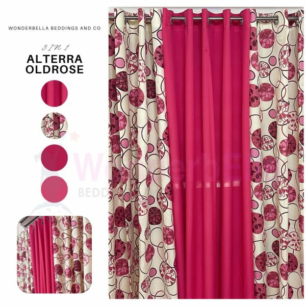 Alterra Old Rose - 100% Elegant Cretona Katrina Curtain Set