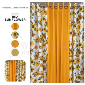 Bea Sunflower - 100% Elegant Cretona Katrina Curtain Set