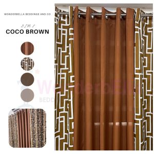 Coco Brown - 100% Elegant Cretona Katrina Curtain Set