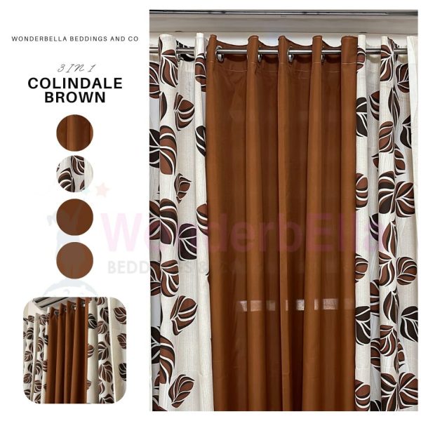 Colindale Brown - 100% Elegant Cretona Katrina Curtain Set