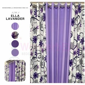 Ella Lavender - 100% Elegant Cretona Katrina Curtain Set