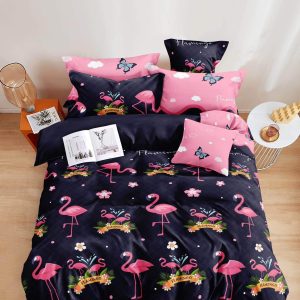 Flamingo Black - 100% Premium Canadian Cotton Bedsheet