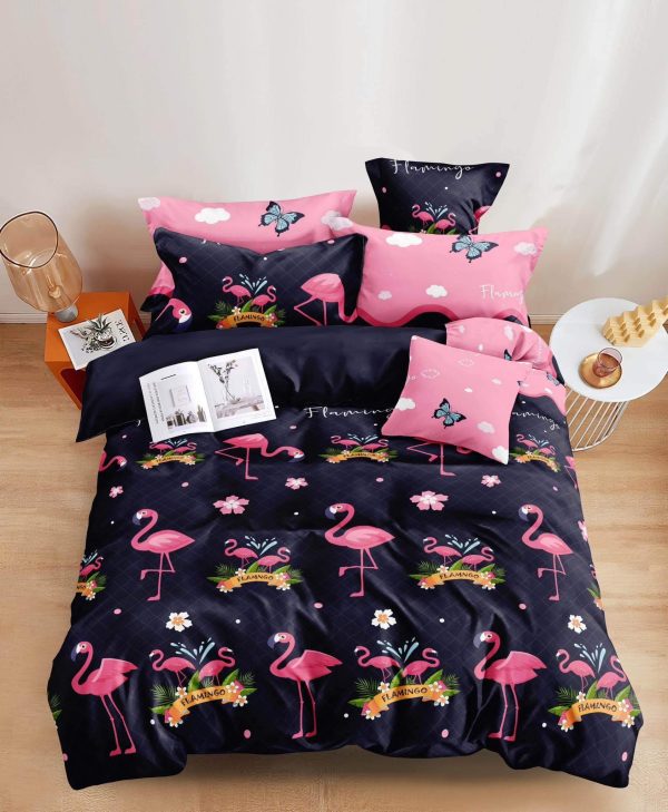 Flamingo Black - 100% Premium Canadian Cotton Bedsheet