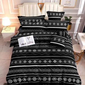 Geometric Black White - 100% Premium Canadian Cotton Bedsheet