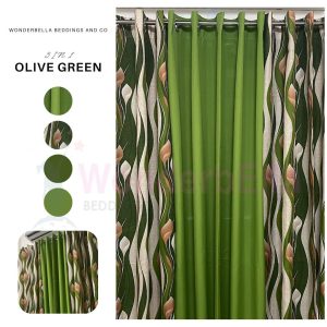 Olive Green - 100% Elegant Cretona Katrina Curtain Set