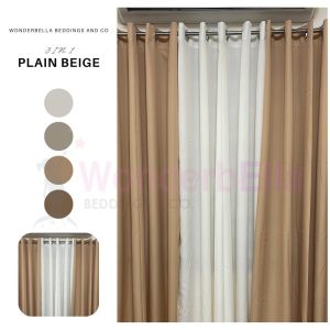 Plain Beige - 100% Elegant Cretona Katrina Curtain Set