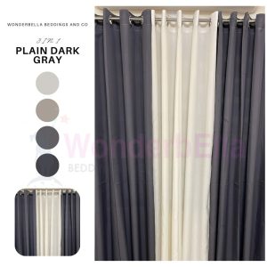 Plain Dark Gray - 100% Elegant Cretona Katrina Curtain Set