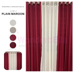 Plain Maroon - 100% Elegant Cretona Katrina Curtain Set