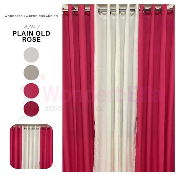 Plain Old Rose - 100% Elegant Cretona Katrina Curtain Set