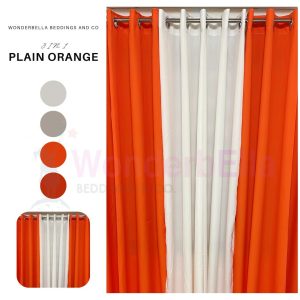 Plain Orange - 100% Elegant Cretona Katrina Curtain Set