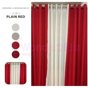 Plain Red - 100% Elegant Cretona Katrina Curtain Set