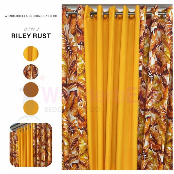 Riley Rust - 100% Elegant Cretona Katrina Curtain Set