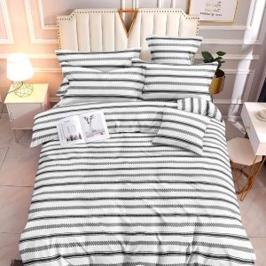 Stripe White Black - 100% Premium Canadian Cotton Bedsheet