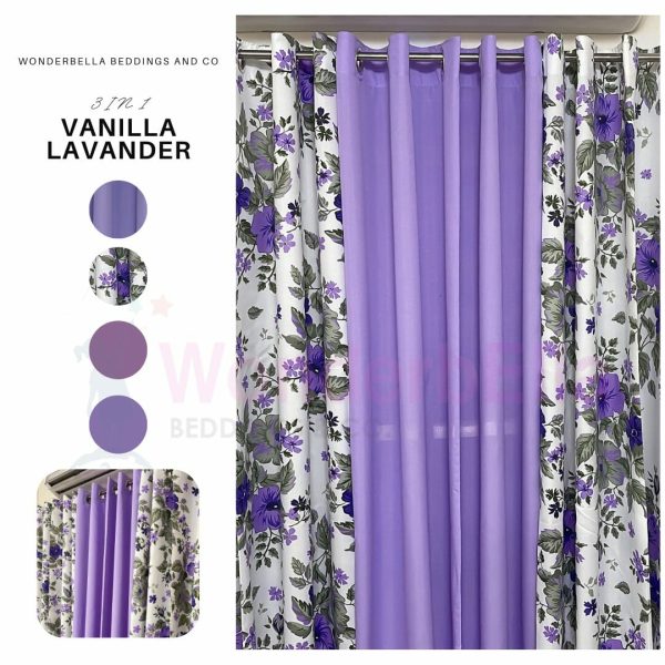 Vanilla Lavender - 100% Elegant Cretona Katrina Curtain Set