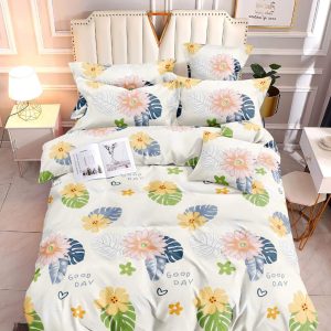 Flower White 1- 100% Premium Canadian Cotton Bedsheet