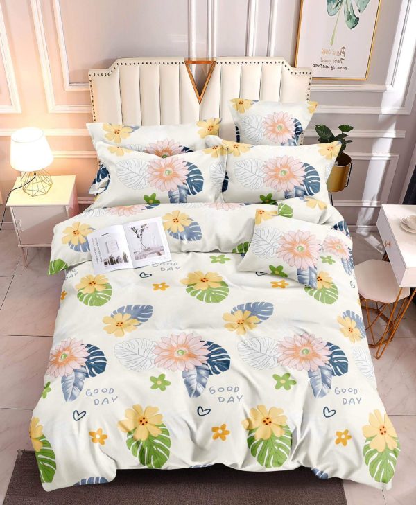 Flower White 1- 100% Premium Canadian Cotton Bedsheet