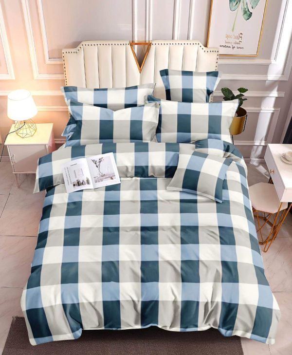 Square Blue- 100% Premium Canadian Cotton Bedsheet