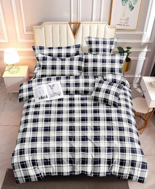 Checkered White- 100% Premium Canadian Cotton Bedsheet