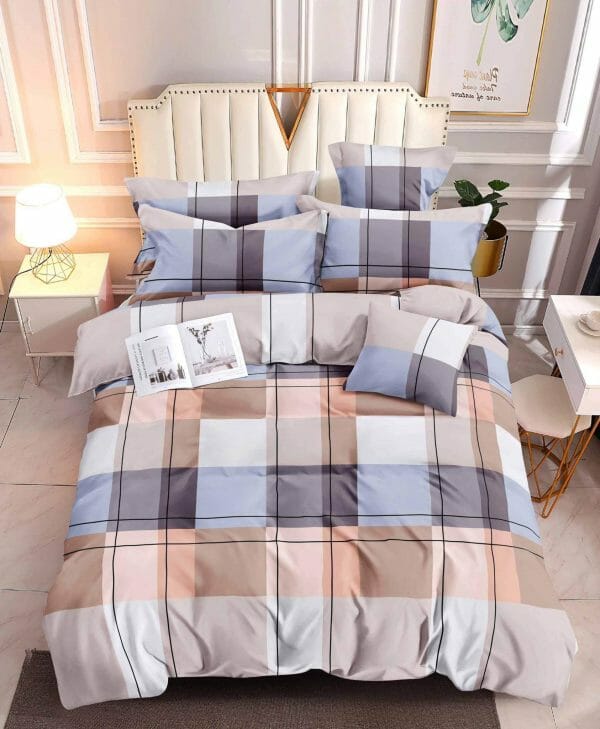 Plaid Blue Brown - 100% Premium Canadian Cotton Bedsheet