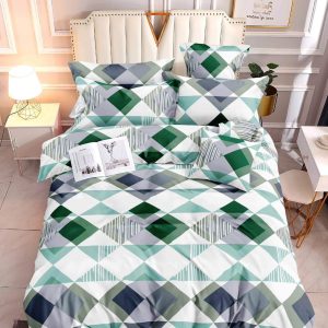 Triangle white green - 100% Premium Canadian Cotton Bedsheet