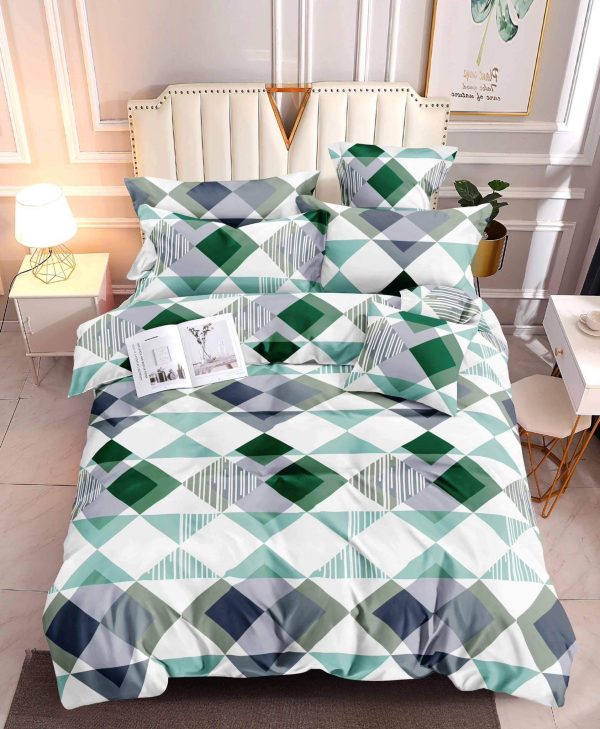 Triangle white green - 100% Premium Canadian Cotton Bedsheet