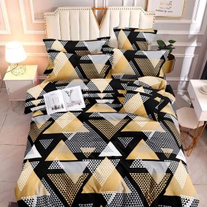 Yellow black triangle - 100% Premium Canadian Cotton Bedsheet