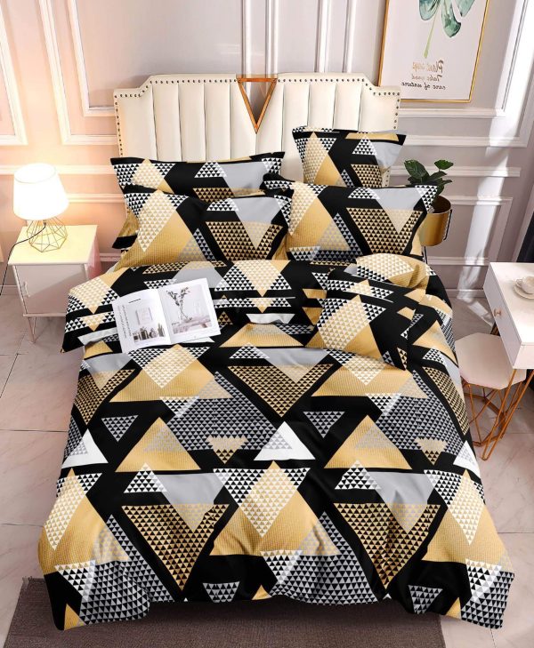 Yellow black triangle - 100% Premium Canadian Cotton Bedsheet