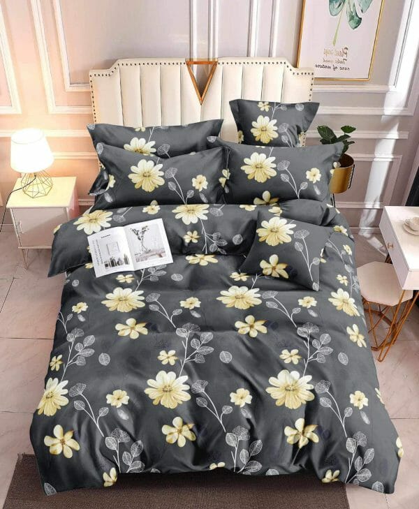 Flower Black - 100% Premium Canadian Cotton Bedsheet