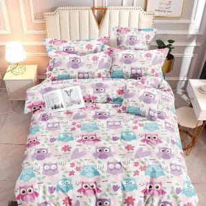 Owl Pink- 100% Premium Canadian Cotton Bedsheet