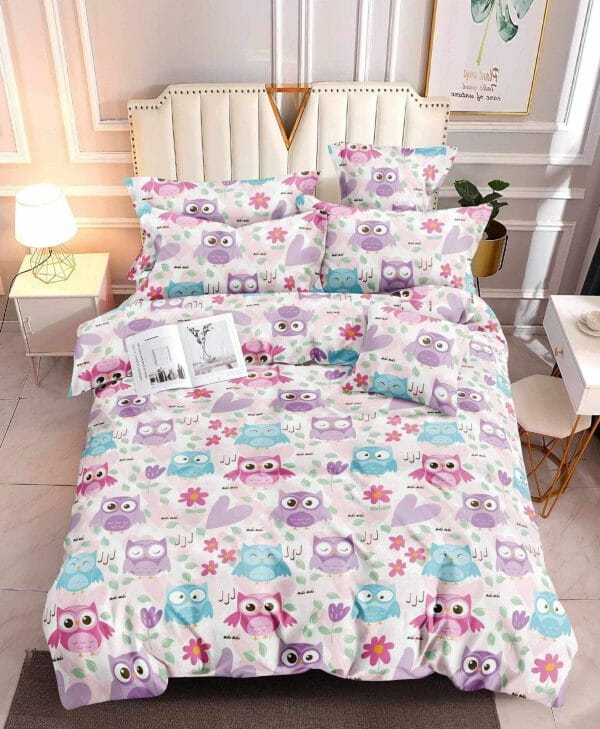 Owl Pink- 100% Premium Canadian Cotton Bedsheet