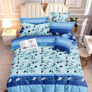 Ocean Blue Leaf- 100% Premium Canadian Cotton Bedsheet