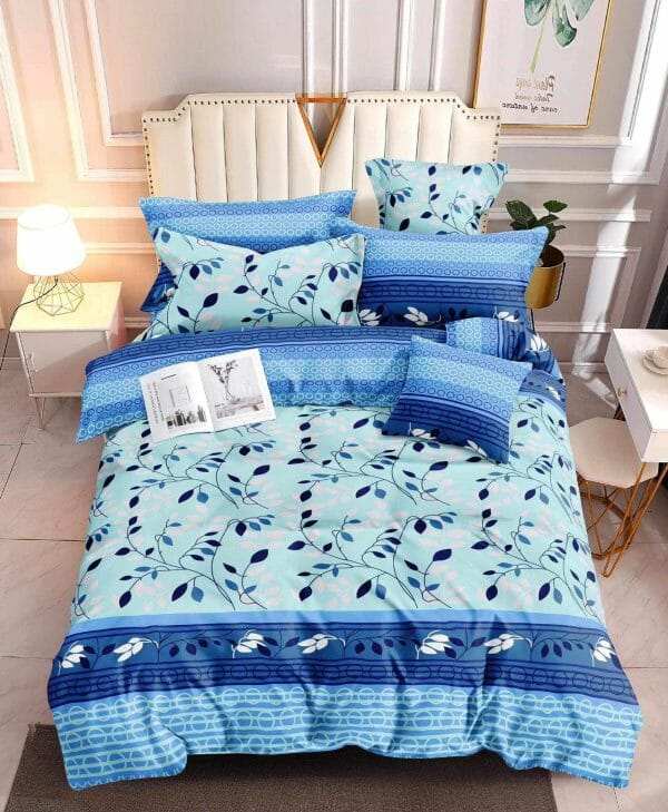 Ocean Blue Leaf- 100% Premium Canadian Cotton Bedsheet